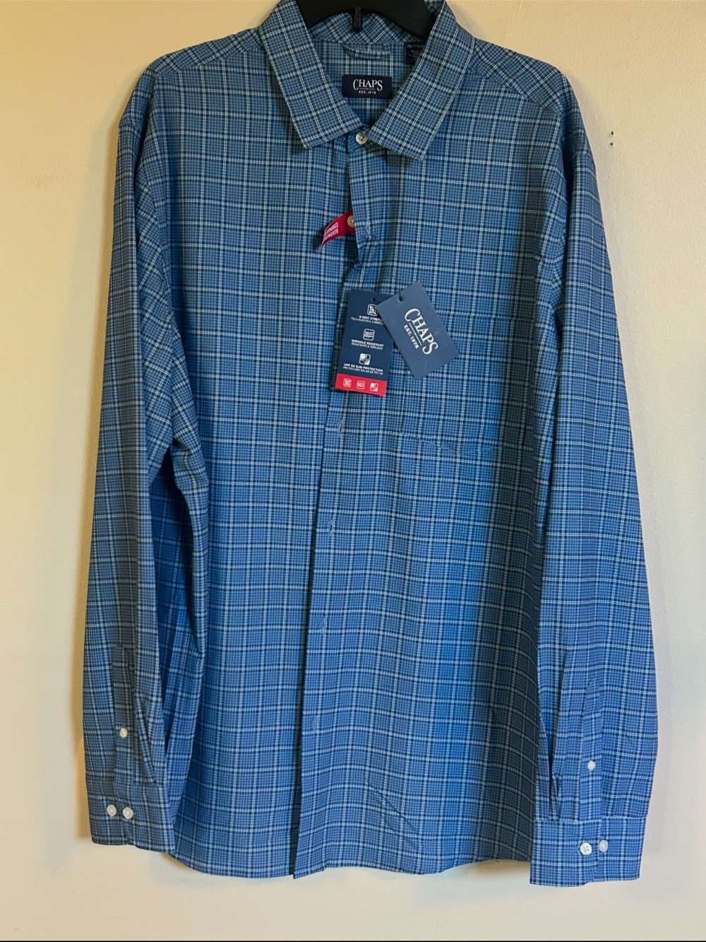 Chaps Blue Plaid Performance Button-Down Shirt – NWT